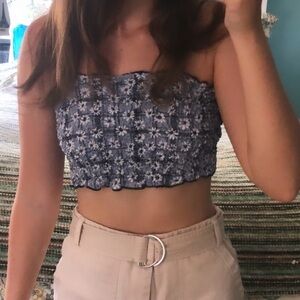 Blue Floral Crop Top